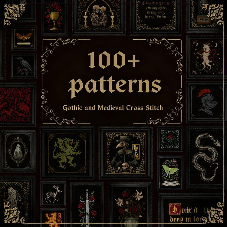 100+ Gothic and Medieval Cross Stitch Digital Patterns