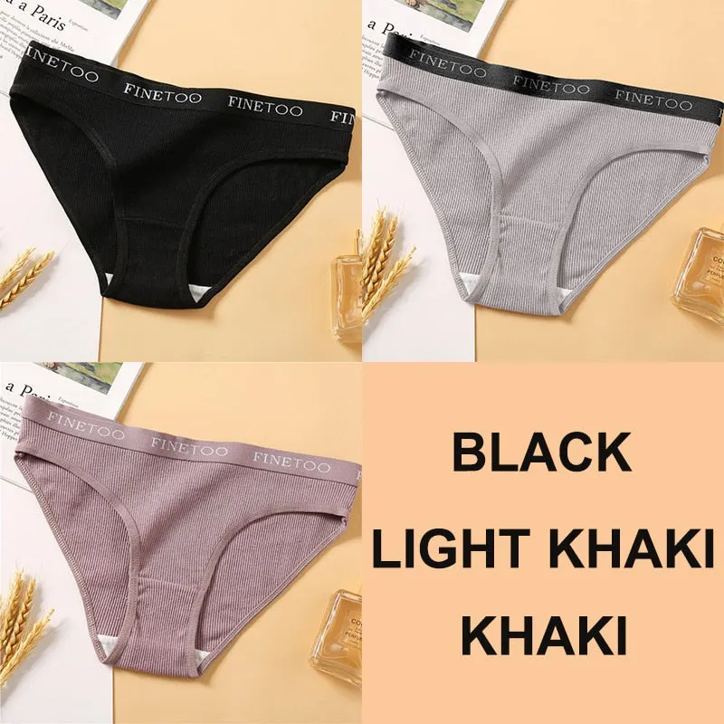 3PCS Women Cotton Underwear Panties Female Sexy Briefs Brand  Band Waist Pantys Set Solid Color Intimates Lingerie for Girl M-XL