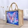 Papillon Sac Shopping En Lin Avec 2 Toiles Diamant Painting Interchangeables