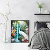 Diamond Painting-DIY Full Round Drill White Peacock At Lake Forest