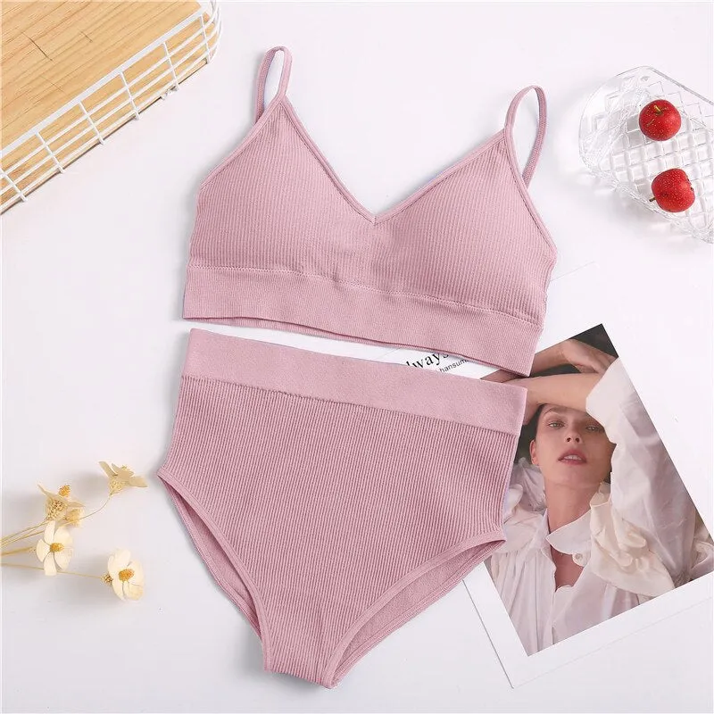 FINETOO Women Bra Panties Set Sexy G-String Push Up Bra Set Seamless Underwear Sports Thong Panty Bralette Fitness Lingerie Set