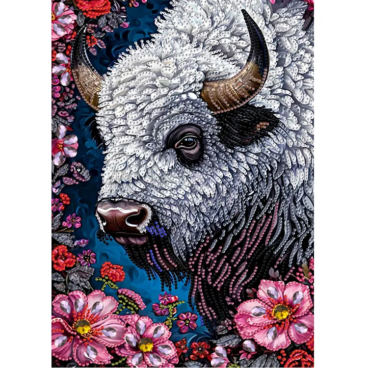 Flower Yak 30*40cm (Canvas) Special Shaped Drill Diamond Painting gbfke