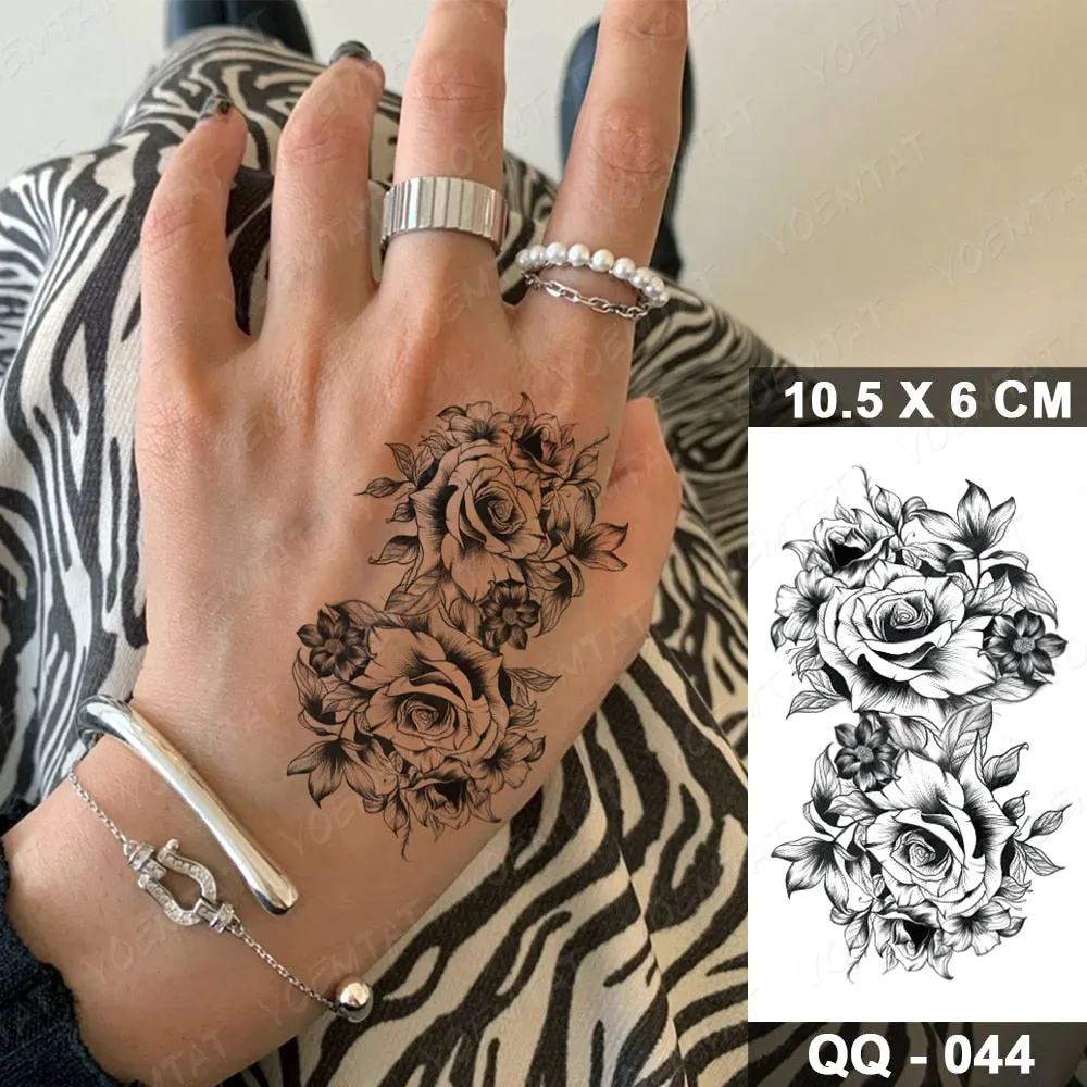 Waterproof Temporary Tattoo Sticker Small Lines Flowers Flash Tatoo Geometry Hand Arm Wrist Fake Tatto For Body Art Women Child