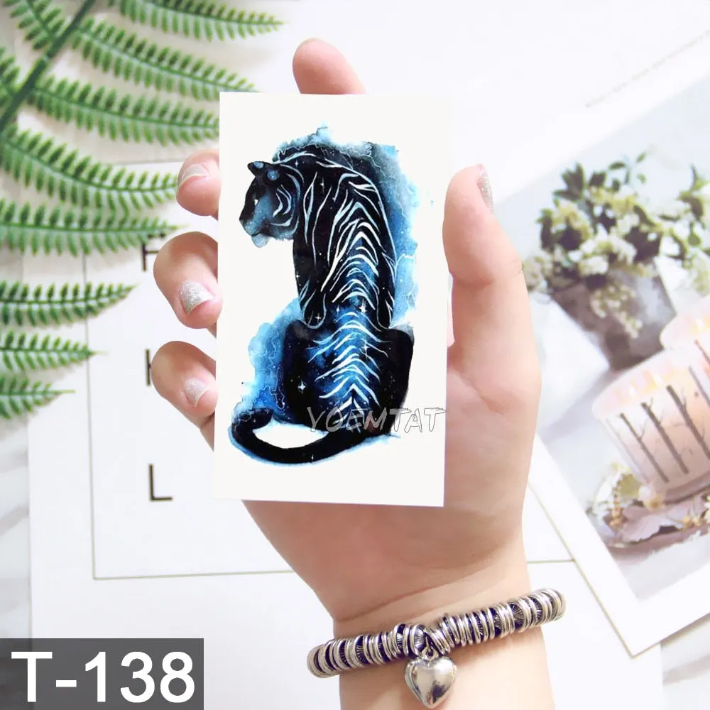 Waterproof Temporary Tattoo Sticker Cute Watercolor Cartoon Design Children Lamp Water Transfer Tatto Marine Man Girl Fake Tatoo