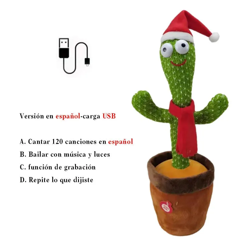 Rechargeable Dancer Cactus With Sound In Spanish Captus Dancer For Babies USB Dancing Cactus Parlant Toy Russian