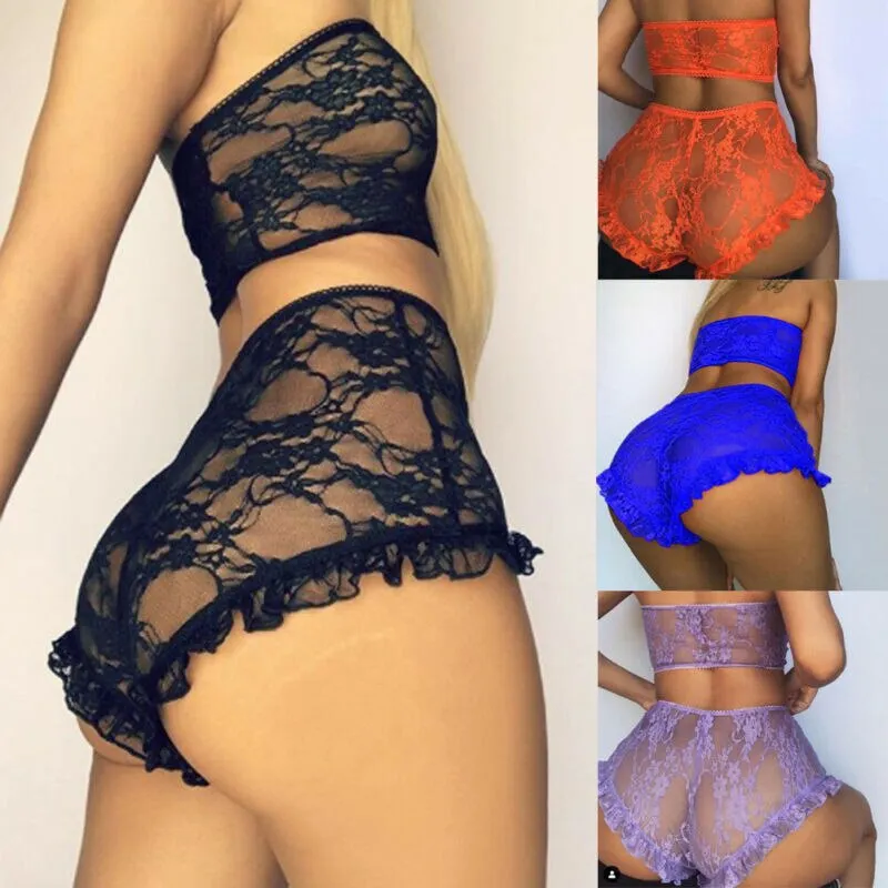 2pcs/Set Women Lace Sexy Lingerie Nightwear Babydoll G-string Underwear Set Sleepwear