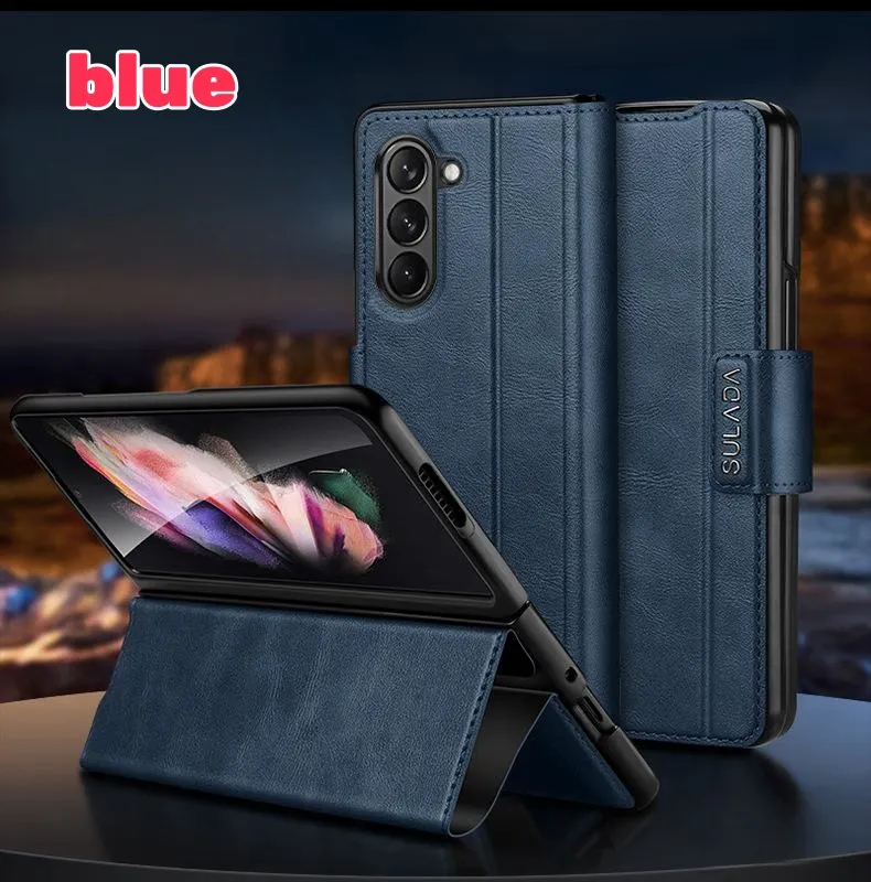 Suitable for Samsung Fold series magnetic buckle bracket folding leather case all-inclusive mobile phone case