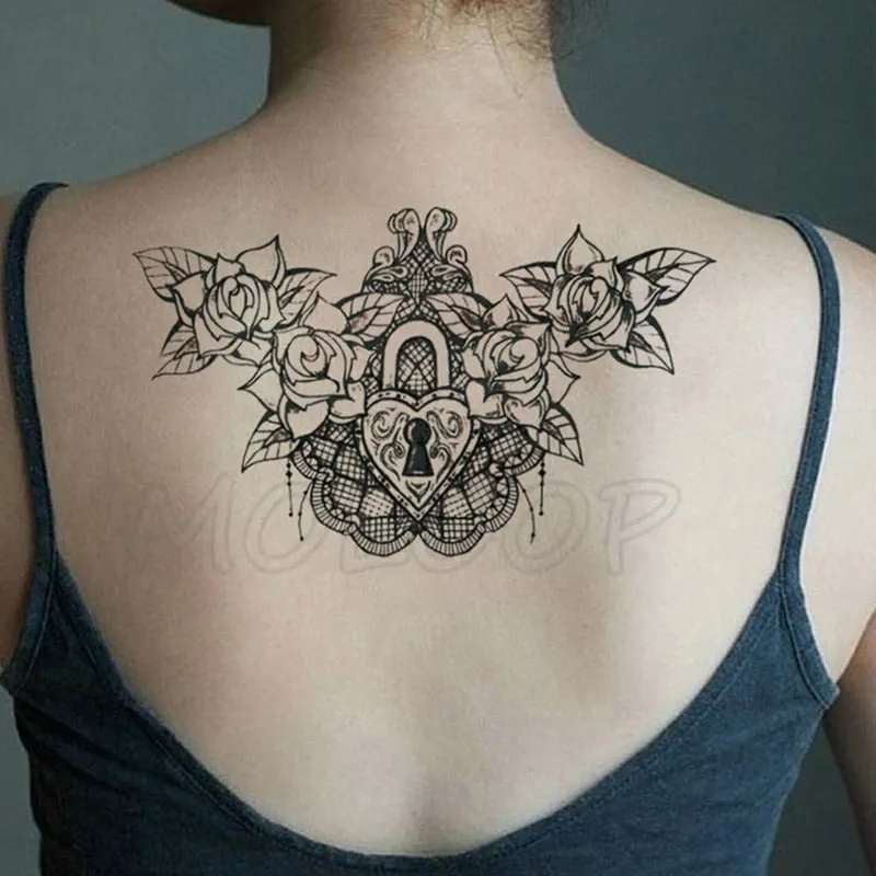 Temporary Tattoo Sticker Totem Flower Arrow Color Sexy Chest Back Fake Tatoo Waterproof Flash Tatto Body Art for Woman Girl