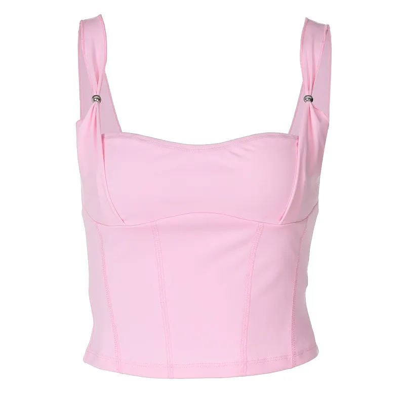 Churchf Ins Wind Women's 2024 Summer New Sexy Hottie Word To Receive Waist Thin Sling Belt Small Vest