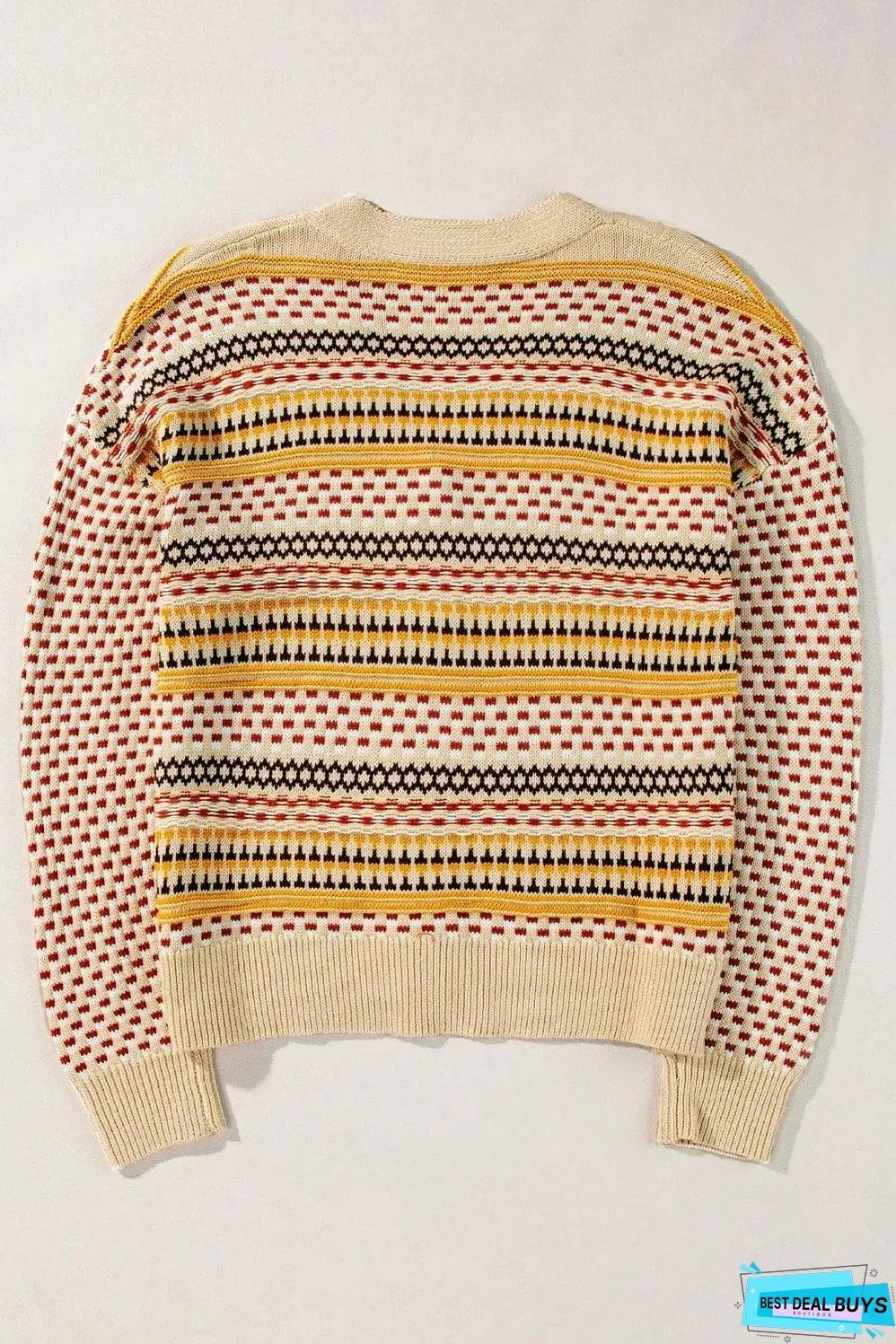 Khaki Buttoned V Neck Cropped Cardigan