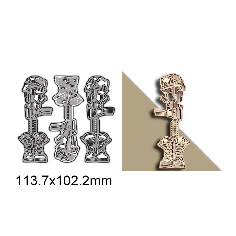 Metal Cutting Dies Military Cap Gun Military Shoes For DIY Scrapbooking Decorative Card Making Embossing Craft  2021 New