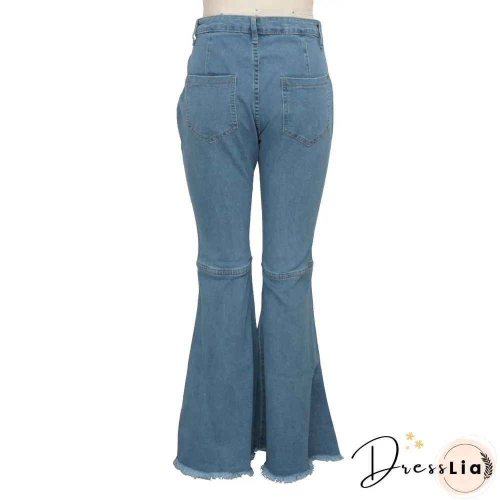 High Waist Stretch Plus Size Flare Jeans Pants