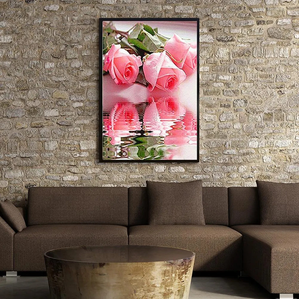 Diamond Painting - Partial Round Drill - Pink Rose(40*30cm)