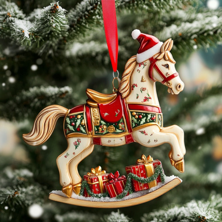 Wooden Horse XR1510020CL Christmas Ornament