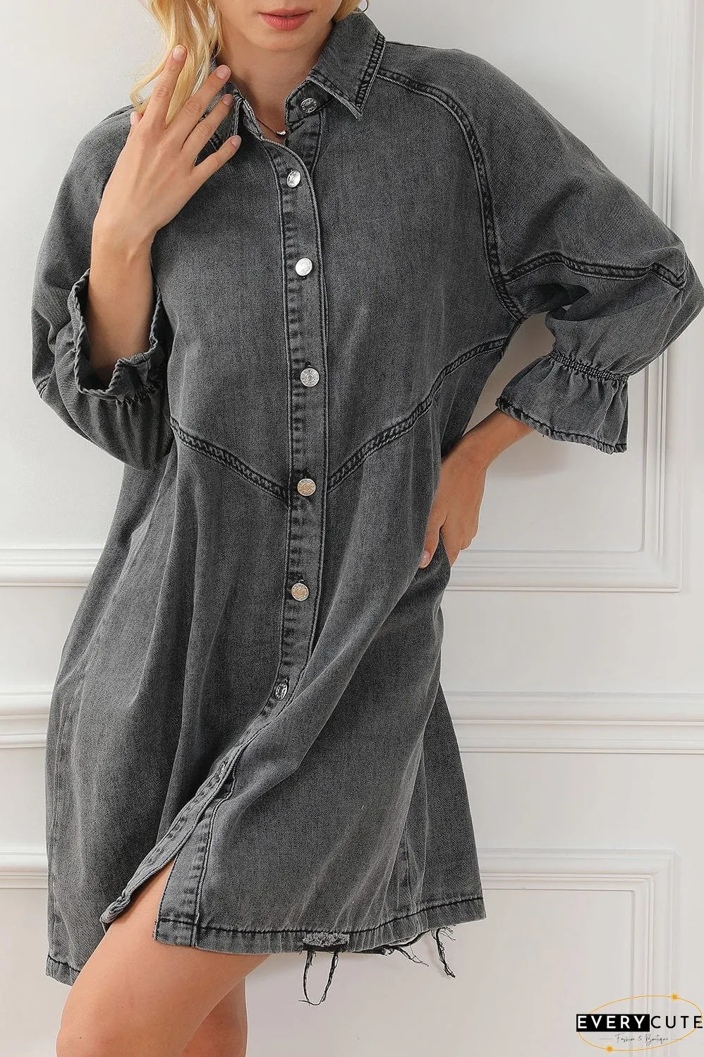 Drop Shoulder Denim Dress