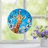 (US Local)Wood Special Shape Giraffe 5D Diamond Painting Clock Art Craft for Home Decor