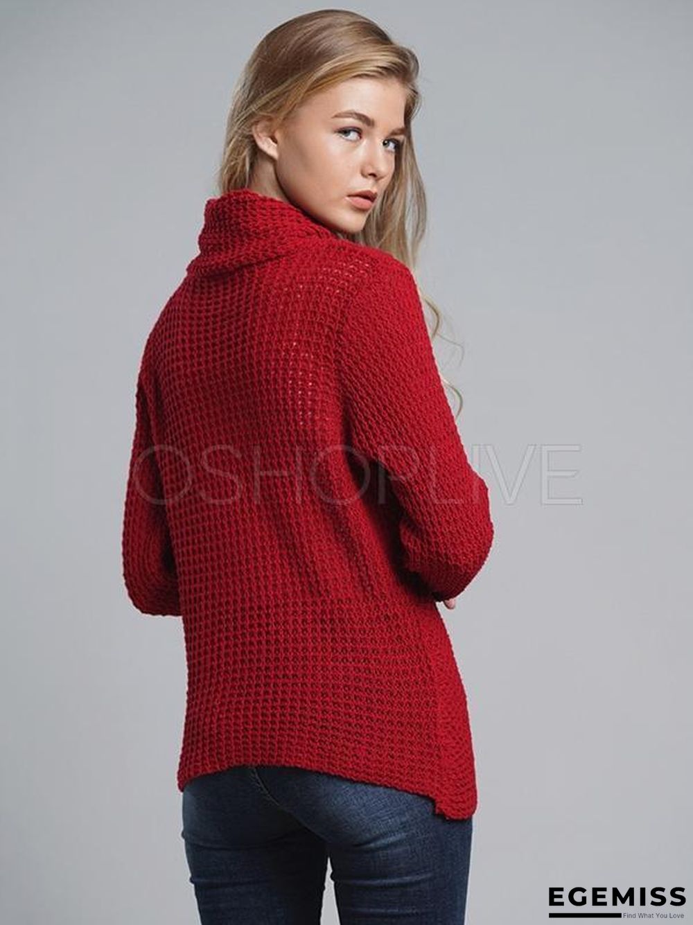 Loose Solid High-neck Knitting Sweater | EGEMISS