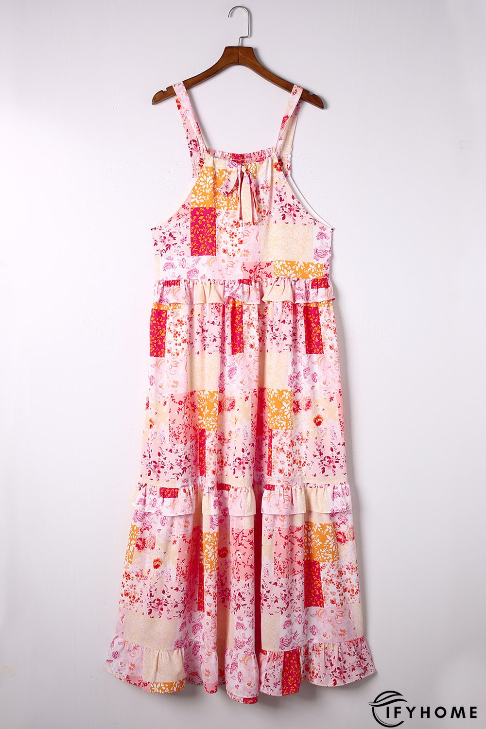 Multicolor Boho Geometric Floral Print Sleeveless Maxi Dress | IFYHOME