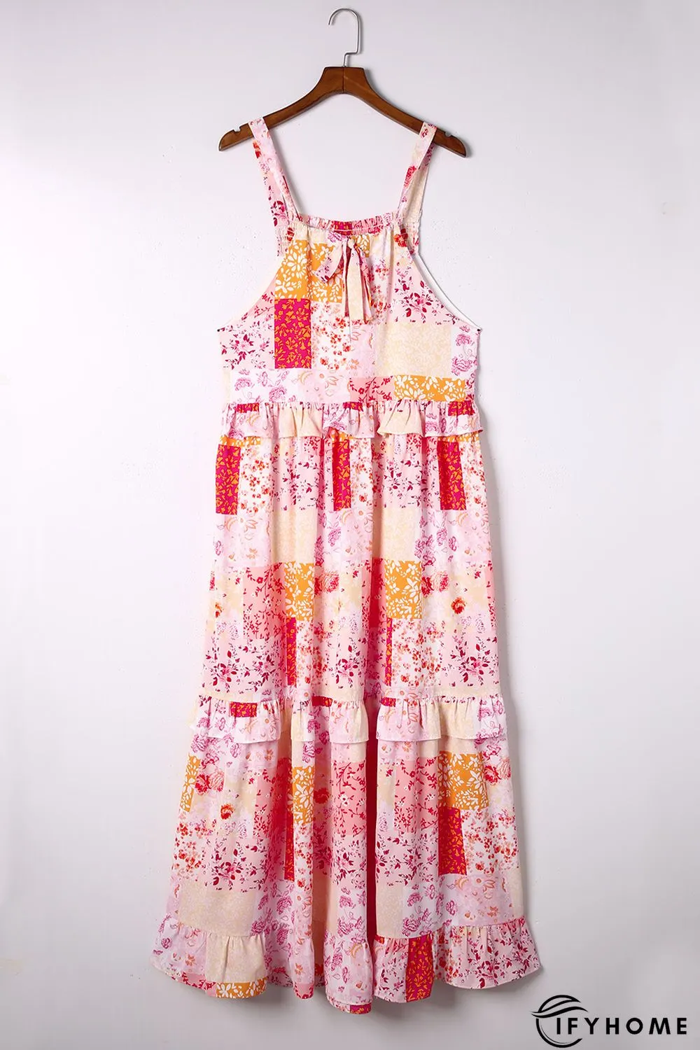 Multicolor Boho Geometric Floral Print Sleeveless Maxi Dress | IFYHOME