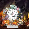 Acrylic Special Shaped Halloween Pumpkin Diamond Painting Clock Desktop Decor