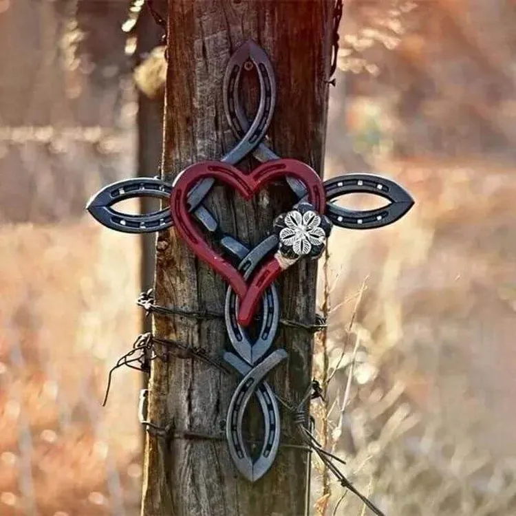Natural Horseshoe Cross With Heart The Cold Blanket