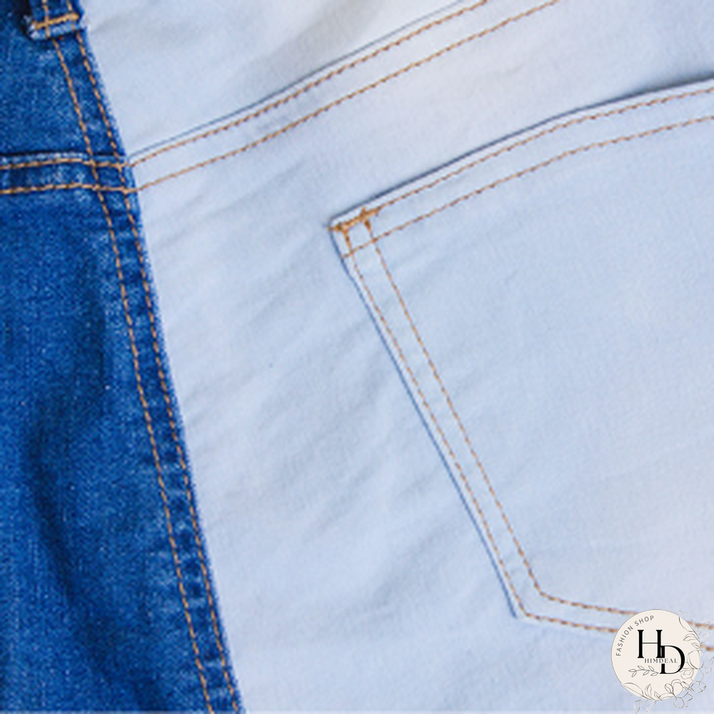 Fashion-Spring And Summer Hot Selling Small Leg Pants Broken Holes Stretch Slim Body Patchwork Color Pencil Pants Woman