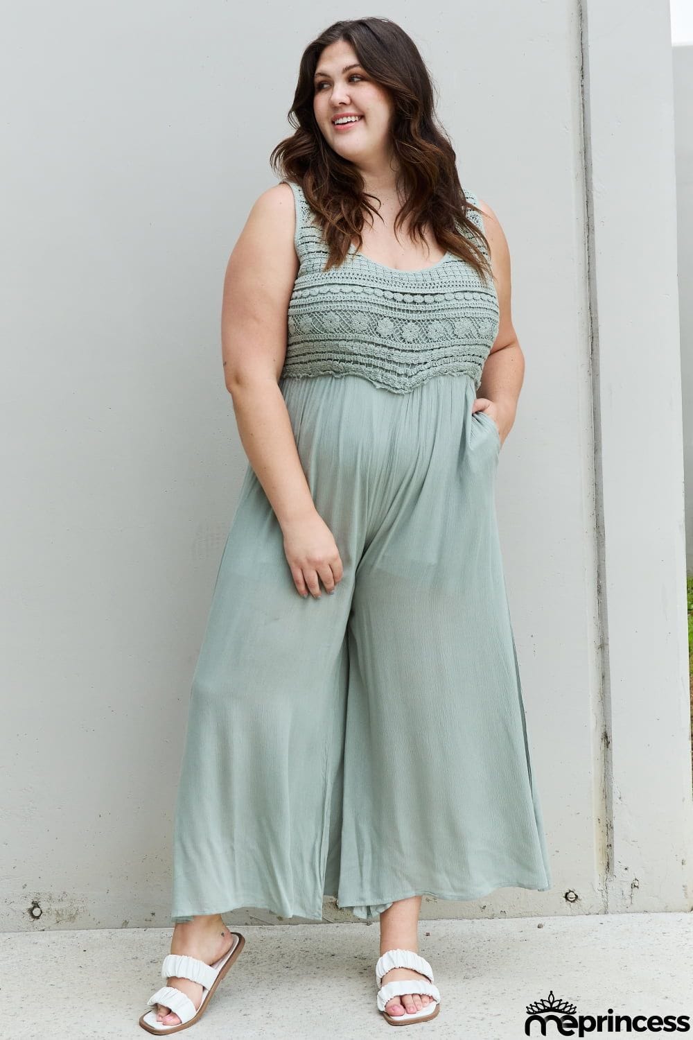 HEYSON Watch Me Full Size Crochet Detail Jumpsuit