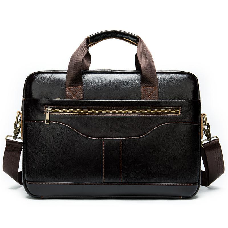 Great Quality Antique Brass Hardware Organizational Layout Leather Briefcase
