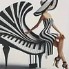 Piano Dress Girl-11CT Stamped Cross Stitch 40*40cm