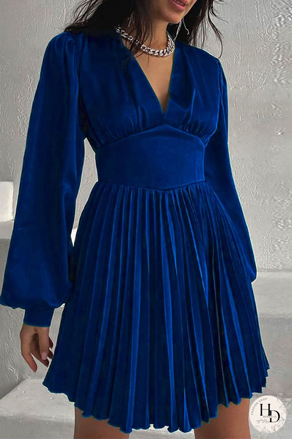 Burgundy Casual Solid Patchwork Fold V Neck Pleated Dresses