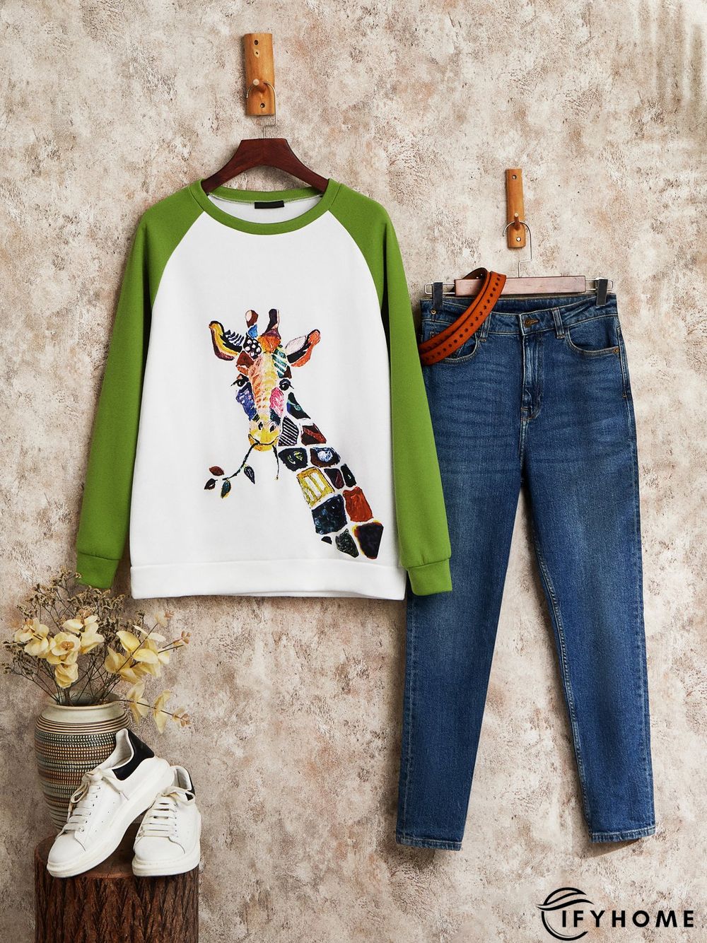 Long Sleeve Shift Animal print Casual Sweatshirt | IFYHOME