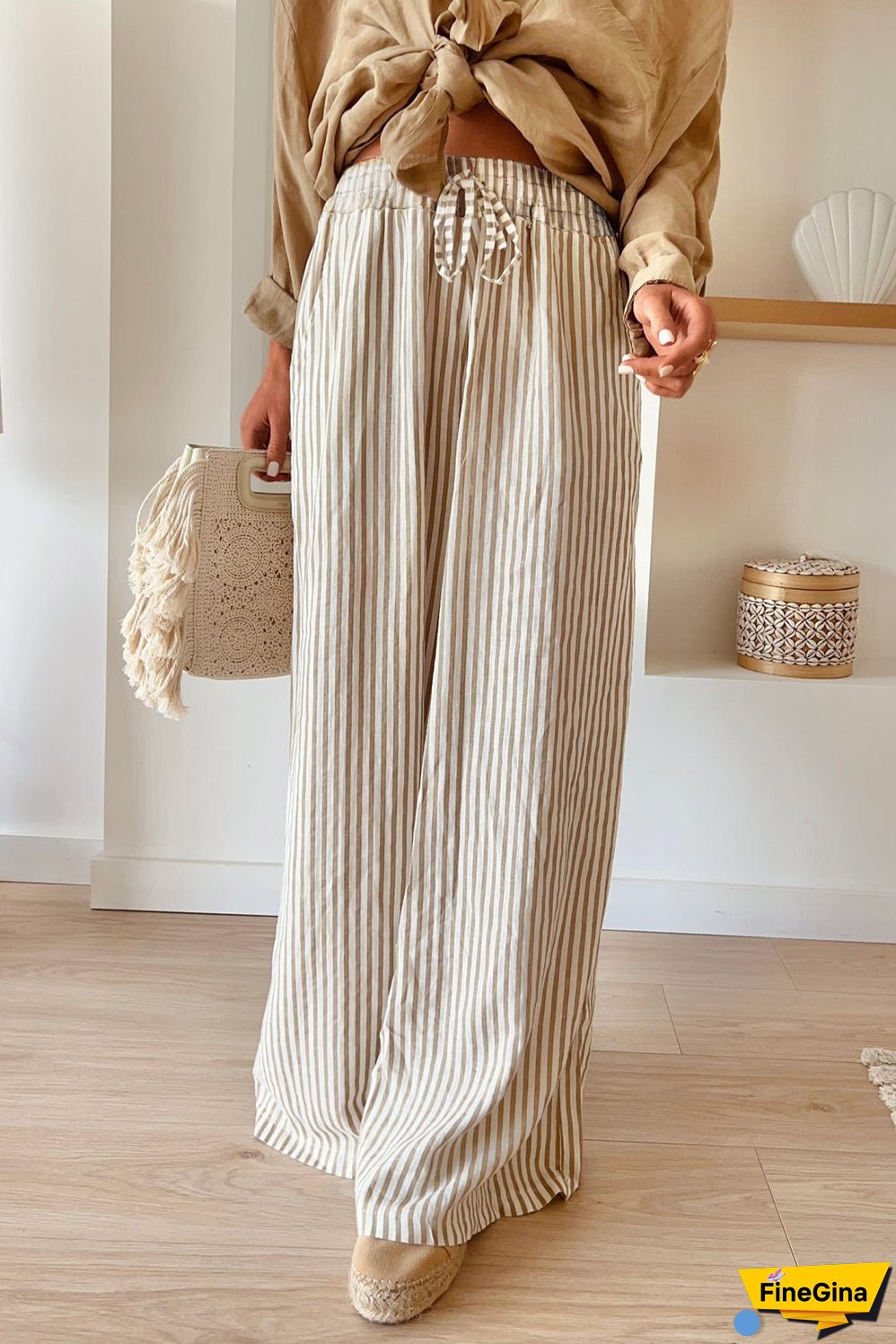 Lightweight Linen Blend Wide Leg Pants