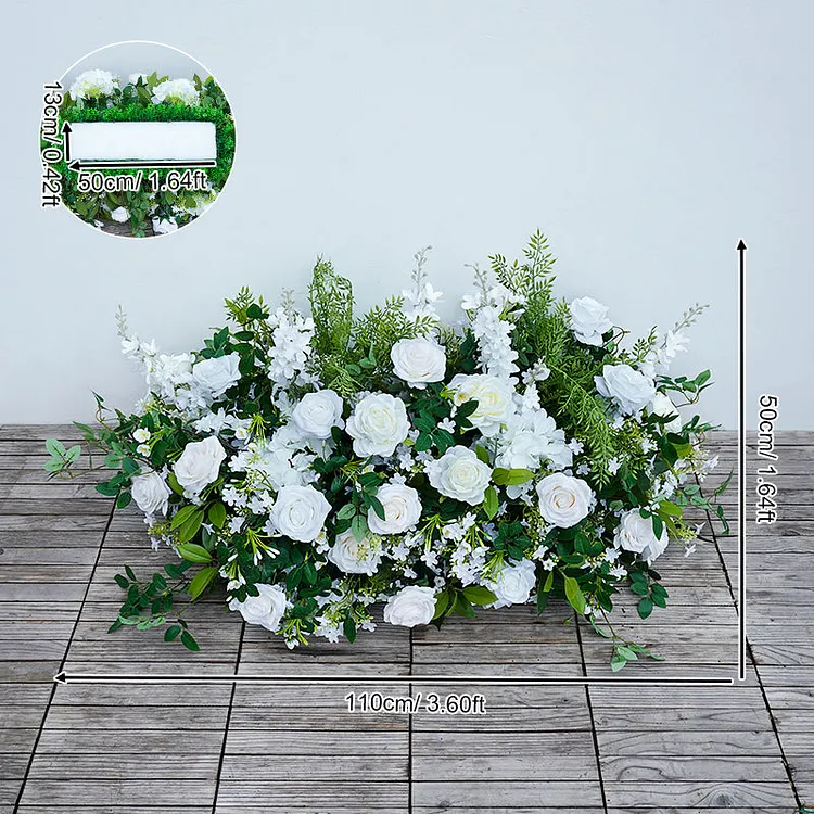 A8717 White Rose Greenery Floral Arrangement Decor Horn Arch Frame Wedding Backdrop