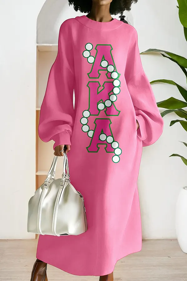 Casual Alpha Kappa Alpha Sorority Long Sweatshirt Dress