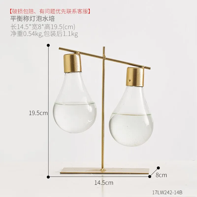 Nordic Decoration Home Transparent Hydroponic Vase Home Decoration Accessories Modern Gold Vase Terrarium Vases for Flower