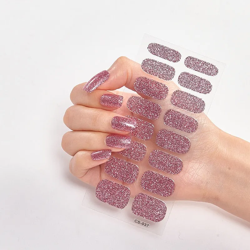 Nails Art Decoration Glitter Series Powder Sequins Decals Plain Stickers Nails Sticker Designer Nail Strips Women Nail Designs