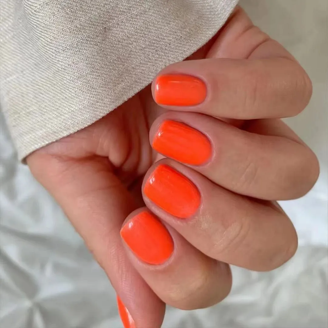 Churchf Churchf Square Solid Color Nail Orange Purple Bright Oil Fake Nails Wearable Beauty Nail Piece Finished Removable Nail Patch