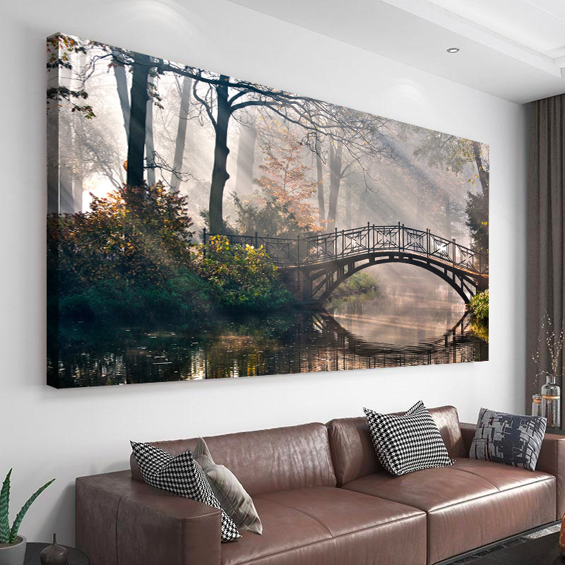 Autumn Tree Forest Nature Landscape in Park  Canvas Wall Art