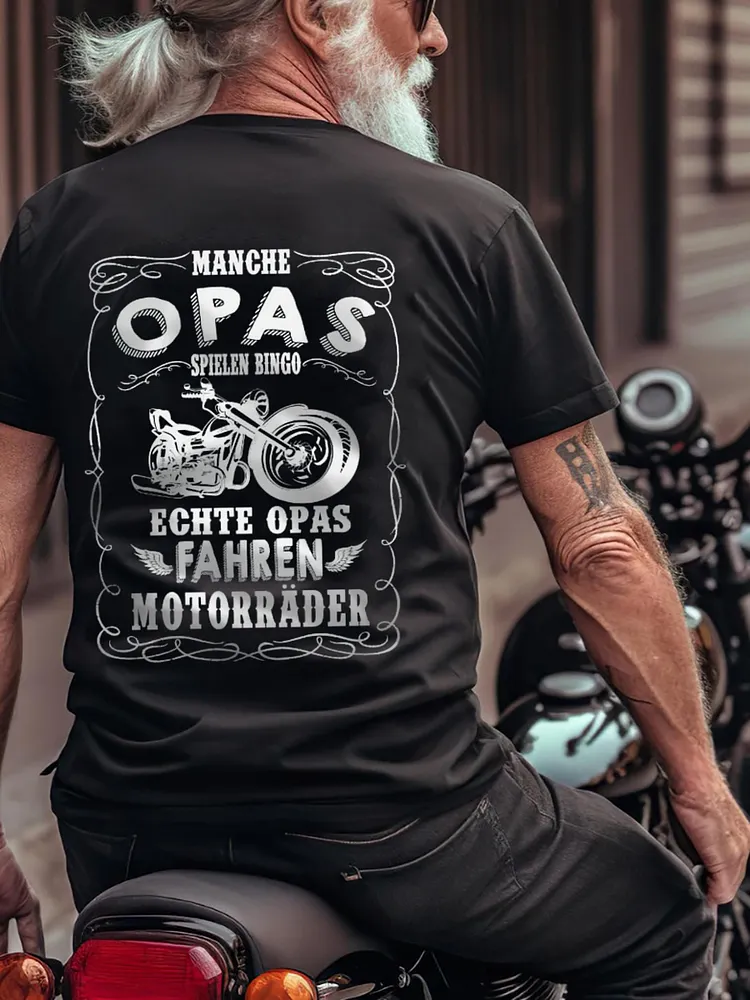 Echte Opas Fahren Motorrad bedrucktes Kurzarm-T-Shirt f&uuml;r Herren