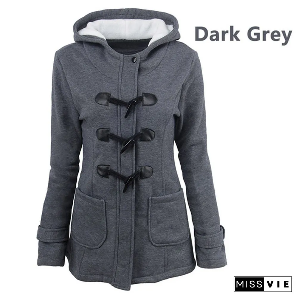 Women Winter Coat Casual Jacket Warm Outwear Wool Parka  Size S-6XL
