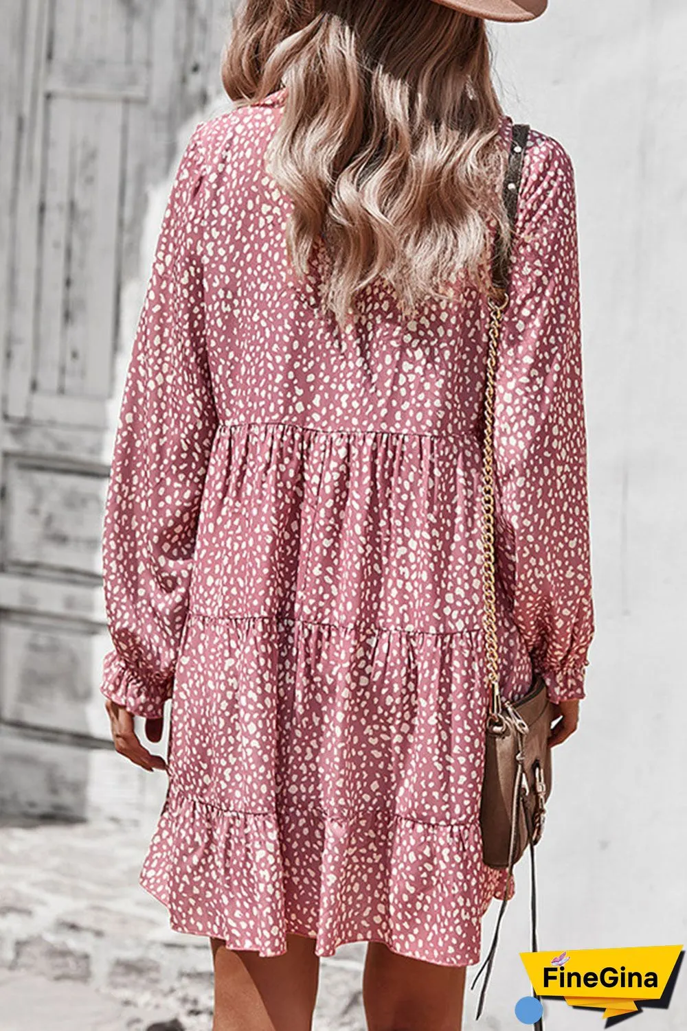 Fashion Street Print Split Joint V Neck A Line Dresses