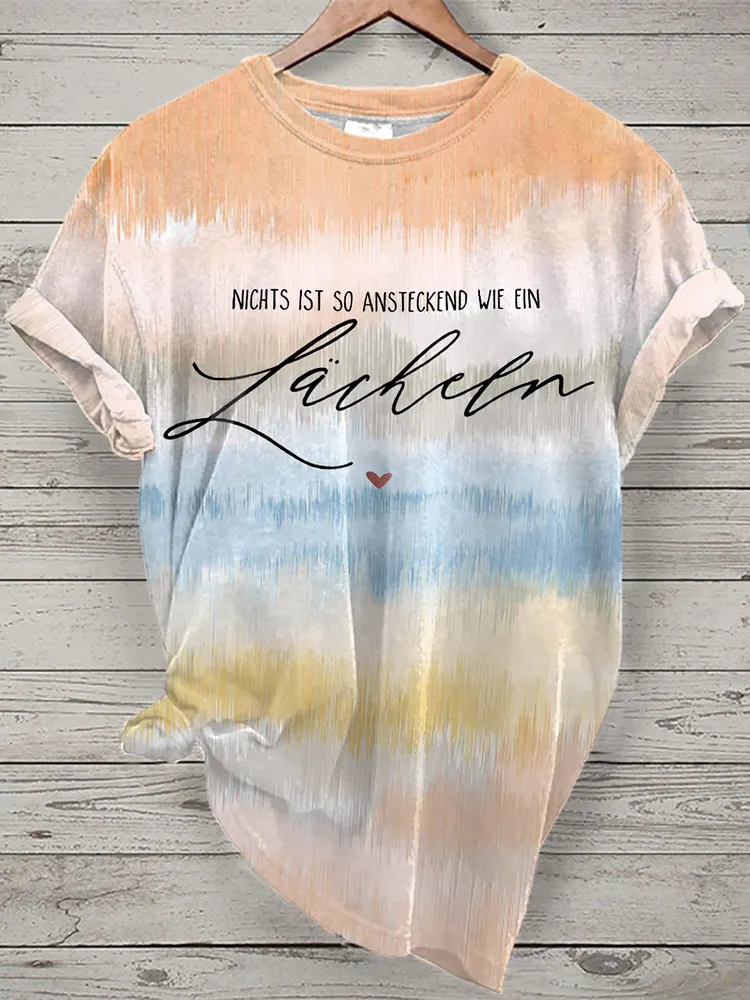 Damen L&auml;cheln Tie Dye Print Kurzarm T-Shirt