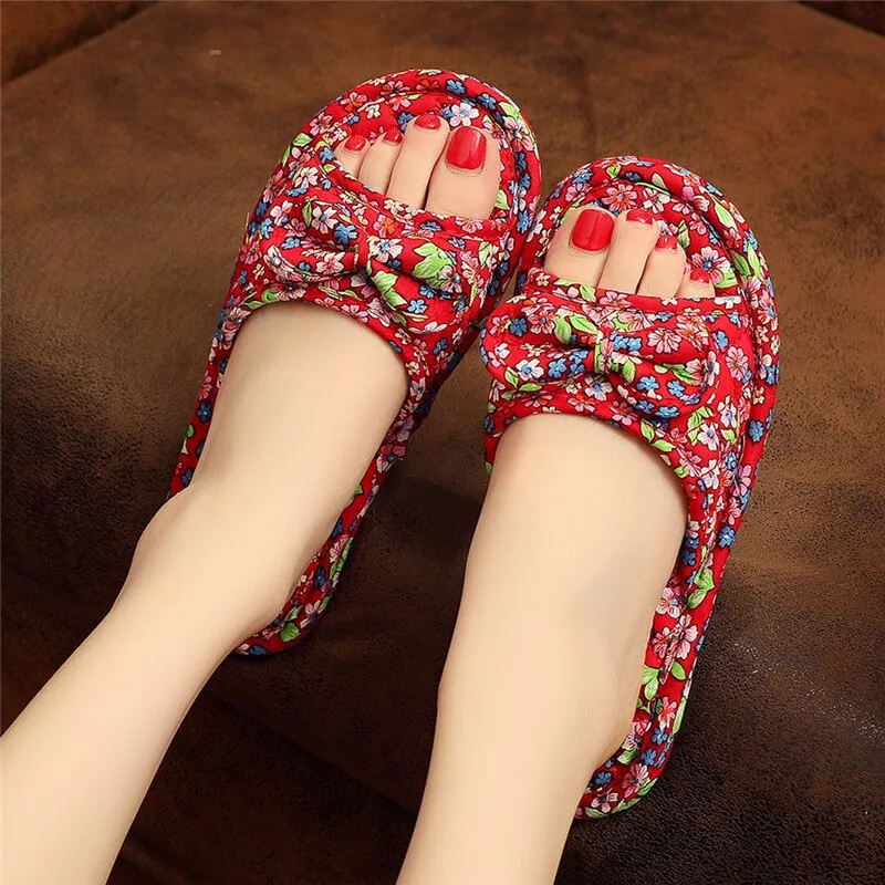 New Silent Women's Slipper Particles Non-Slip House Slippers for Women Soft Bottom Indoor Four Seasons Print Female Slippers