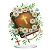 (US Local)Double Sided Effect Acrylic Special Shape Cross Jesus Desktop Diamond Art Kits for Home Office Decor