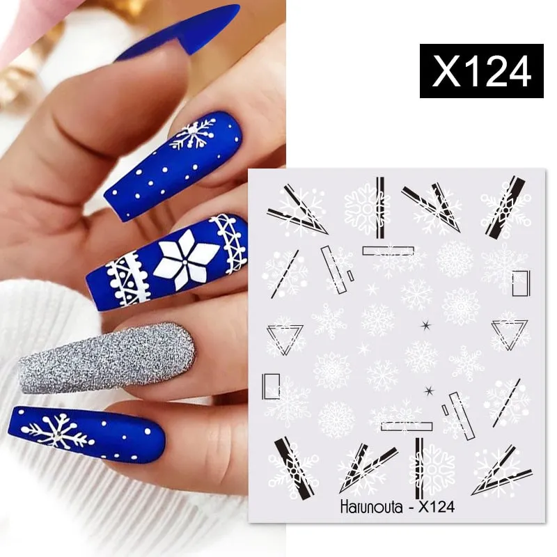 Harunouta Marble Blooming 3D Nail Sticker Decals Flower Leaves Transfer Water Sliders Abstract Geometric Lines Nail Watermark