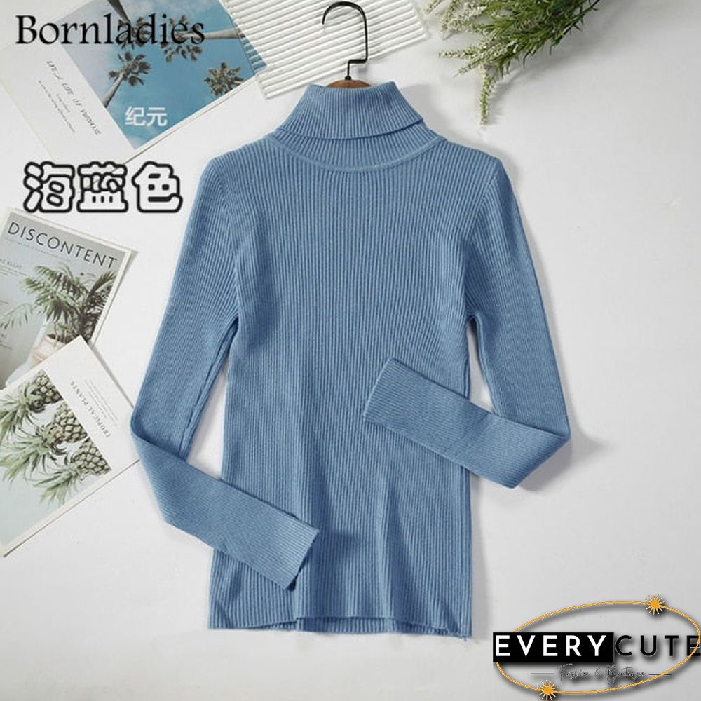 Bornladies Basic Turtleneck Women Sweaters Autumn Winter Tops Slim Women Pullover Knitted Sweater Jumper Soft Warm Pull