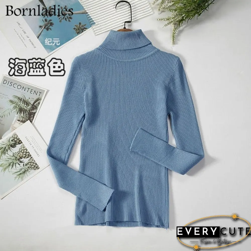 Bornladies Basic Turtleneck Women Sweaters Autumn Winter Tops Slim Women Pullover Knitted Sweater Jumper Soft Warm Pull