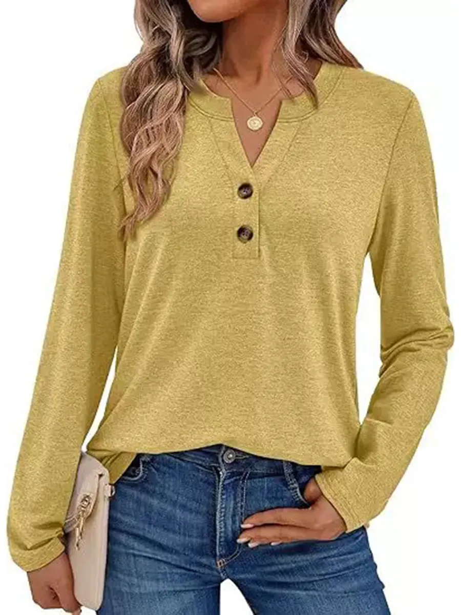Athvotar Athvotar 2025 Spring And Autumn Women's Long Sleeves V-Neck Shirt Home Business And Leisure Shirt Women