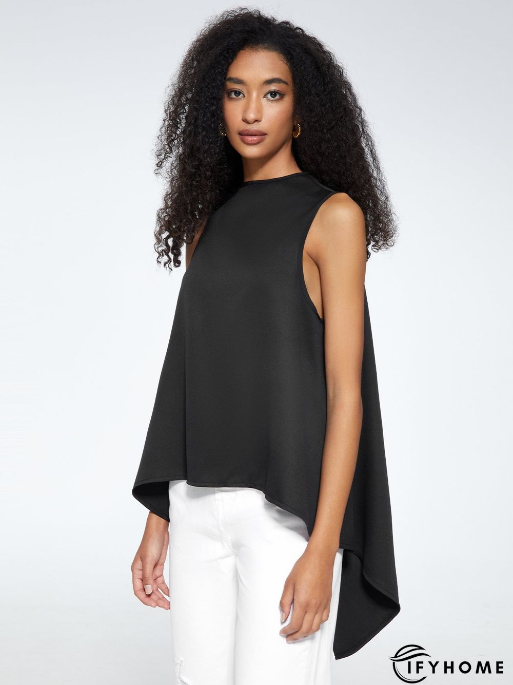 Elegant Turtleneck Shift Solid Top | IFYHOME