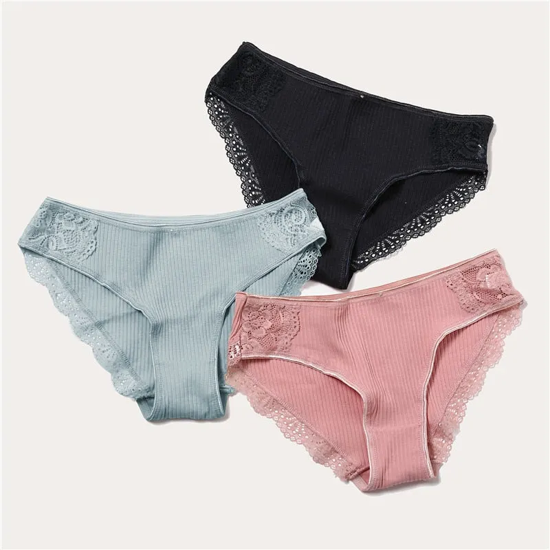 FINETOO Cotton Panty 3Pcs/lot Solid Women's Panties Comfort Underwear Skin-friendly Briefs Women Sexy Low-Rise Panty Intimates